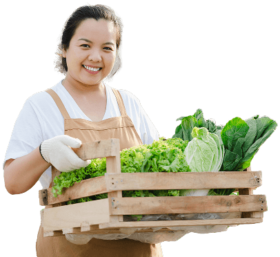 Nông dân nữ Việt Nam với rau củ tươi - Vay phát triển nông nghiệp QTDND Duy Thanh